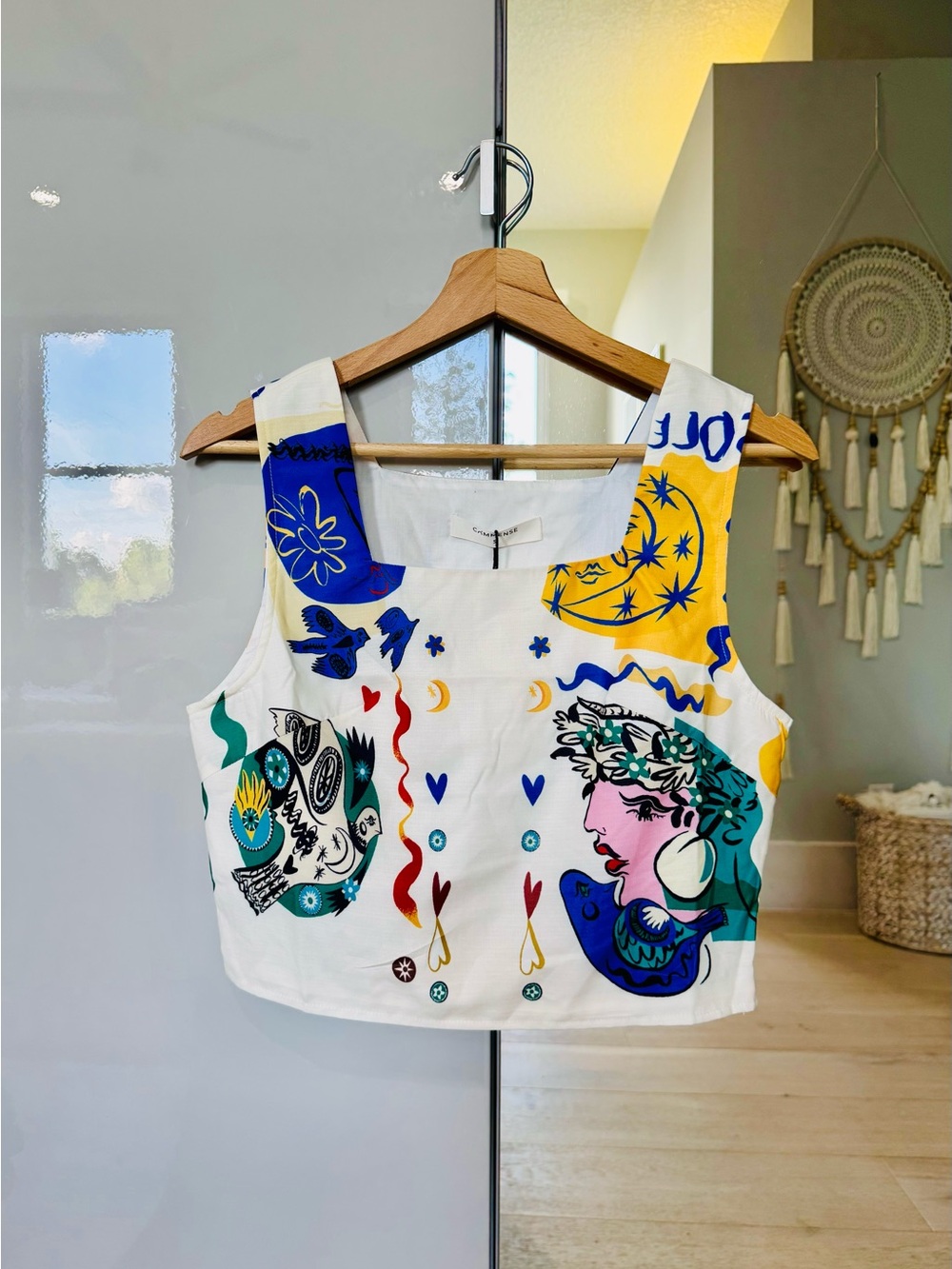 Commense Graphic Print Square Neck Crop Top Size Small [TOP ONLY] - Picture 7 of 10